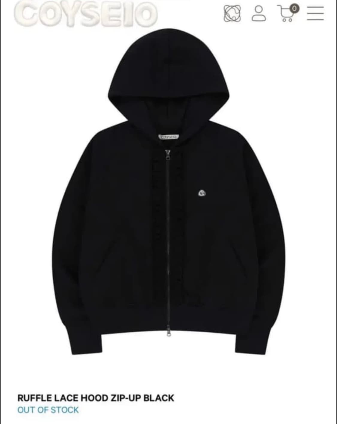 코이세이오 러플 후드집업 블랙 상품이미지1