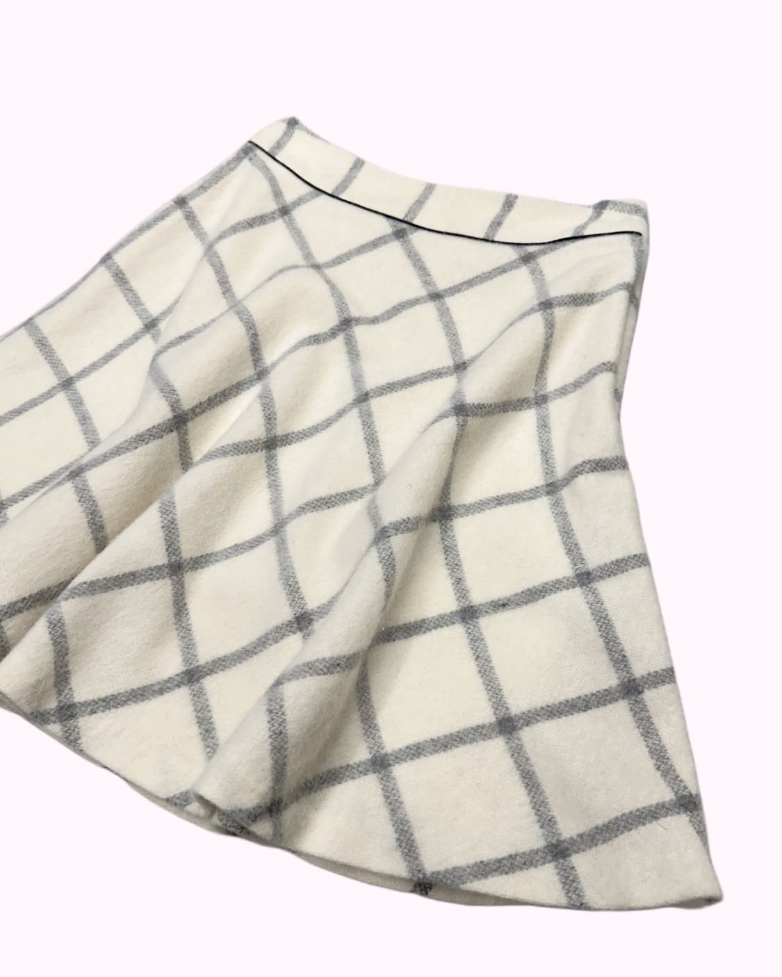 ivory wool flare check skirt 상품이미지2