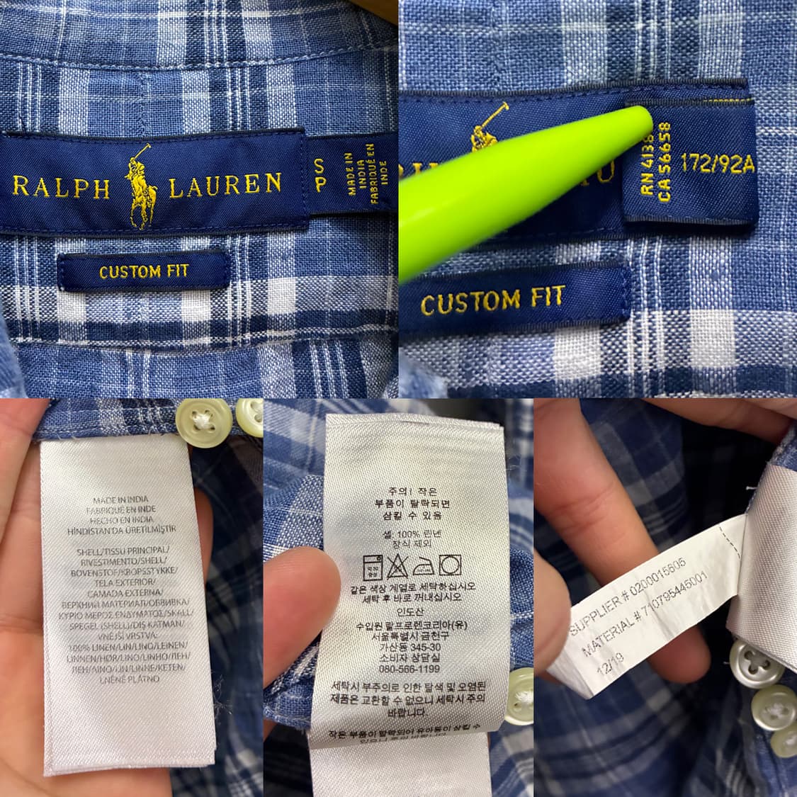 (S/97)POLO 폴로랄프로렌 마드라스 리넨 버튼다운 체크셔츠 상품이미지9
