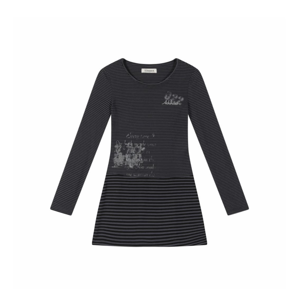 ACHIHARA 아치하라 러브 스트라이프 레이어드 스커트 티셔츠 상품이미지1