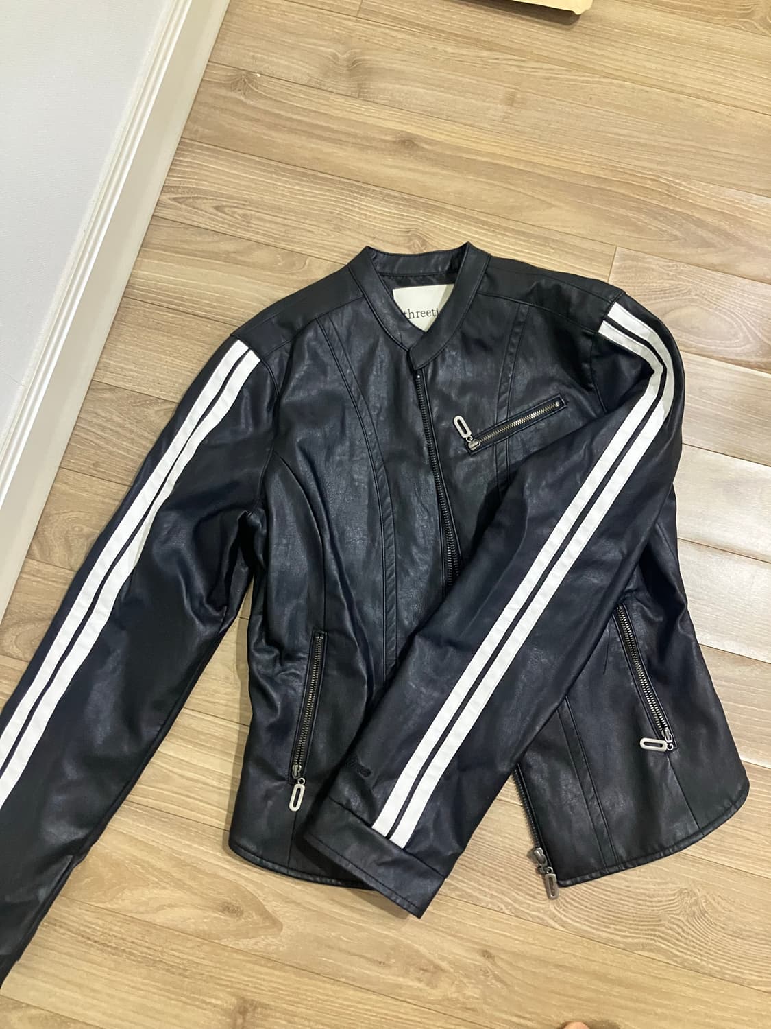 쓰리타임즈 racer leather jacket 상품이미지4