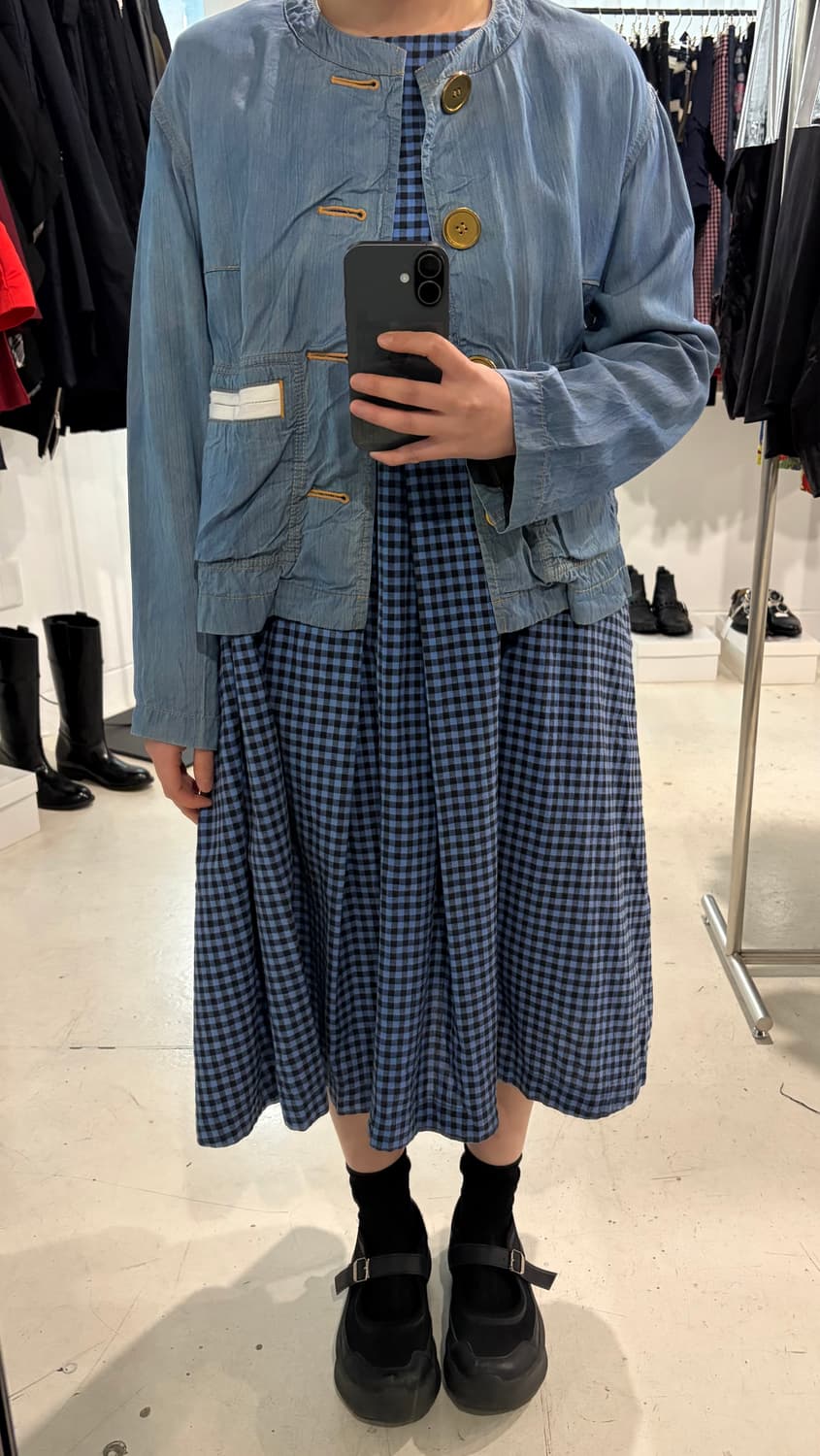 Washed Denim Non Collar Jacket 상품이미지9