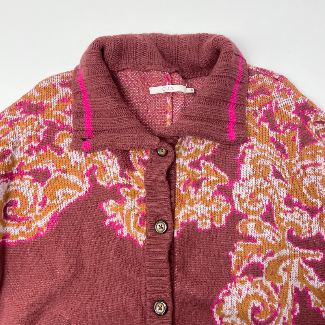 [중고] 오일릴리 빈티지 패턴 브라운 니트 가디건 상품이미지3