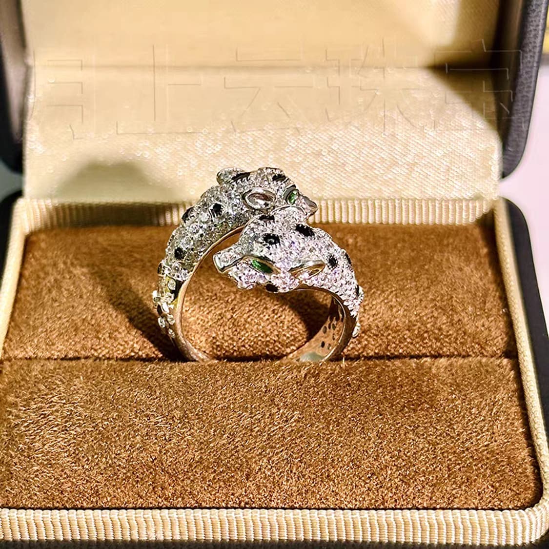 Oceanora 더블 레오파드 925실버 그린큐빅 감성 유니크 반지 상품이미지2