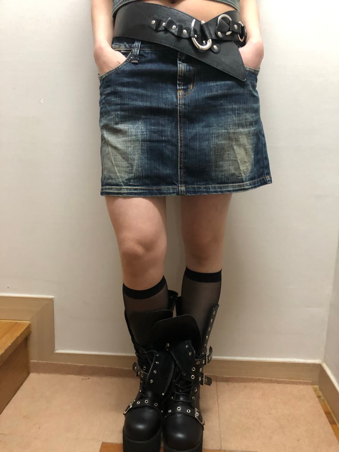 빈티지 데님 포켓 미니 스커트 상품이미지3