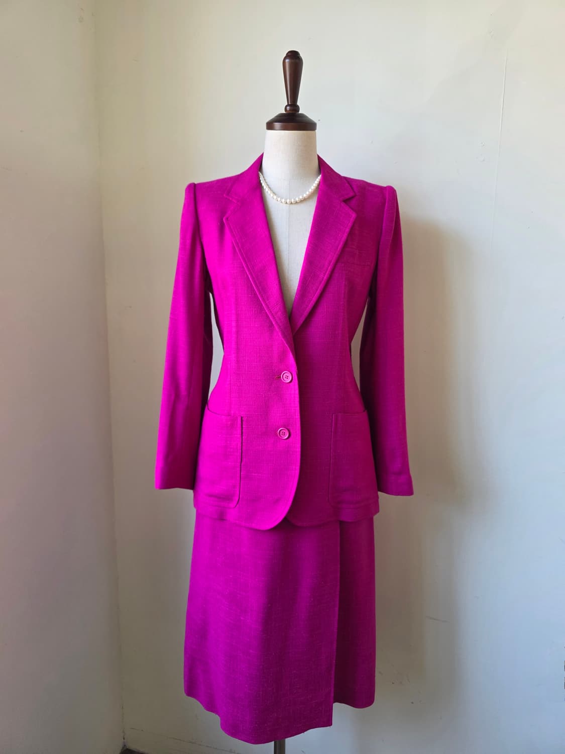 입생로랑 핫핑크 롱 스커트 셋업 상품이미지2