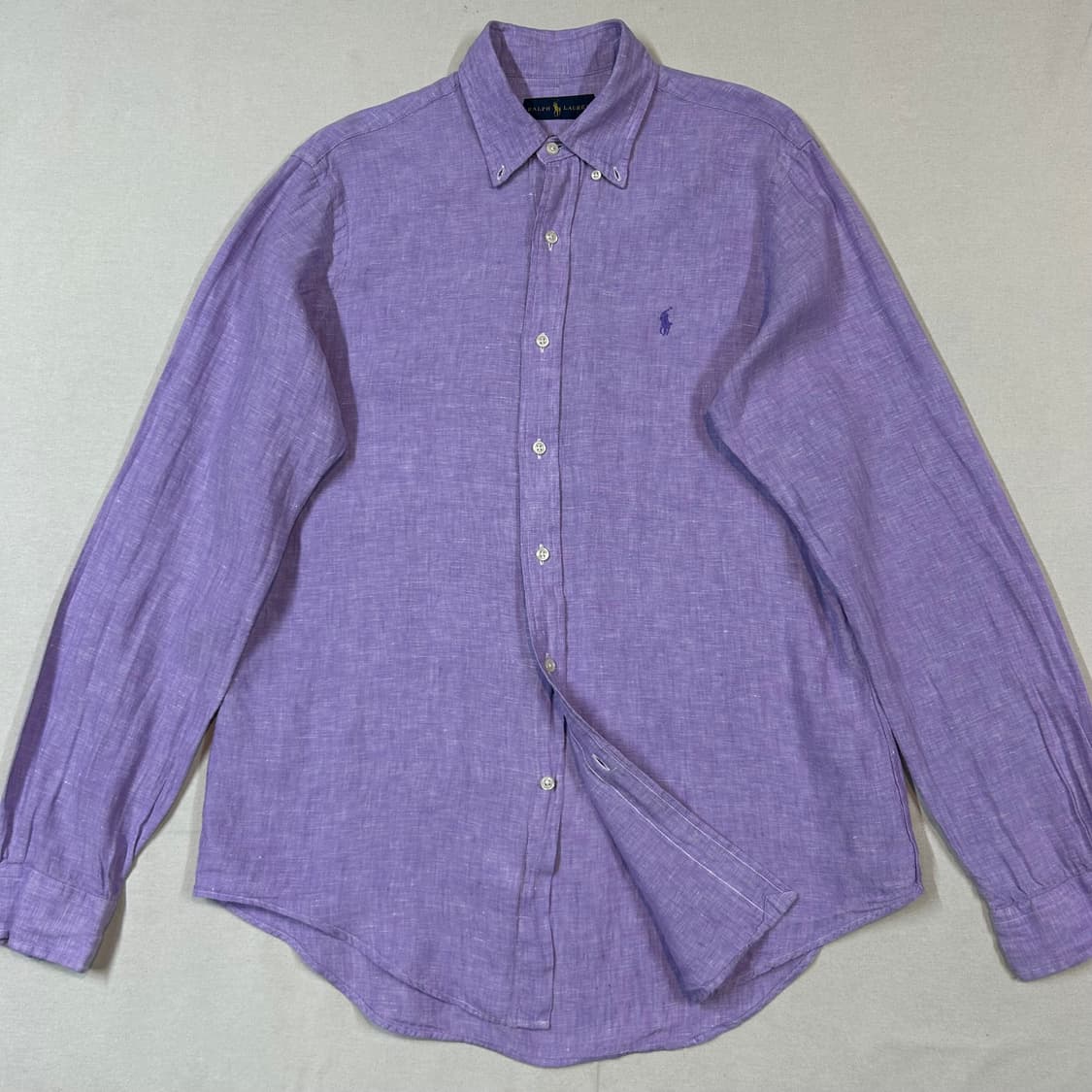 M) 폴로 랄프로렌 클래식 퍼플 보라색 린넨 셔츠 상품이미지2