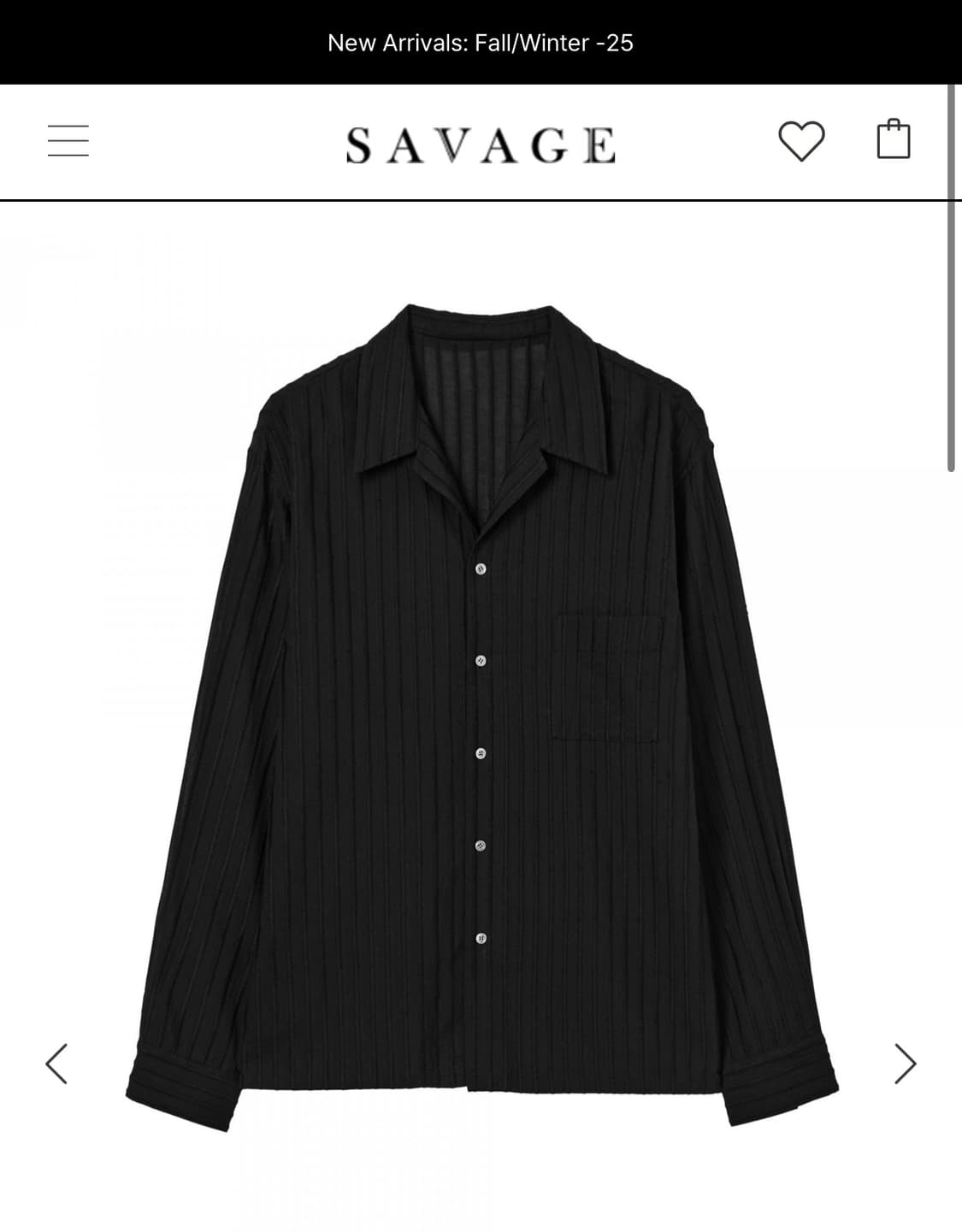 세비지 블랙 스트라이프 셔츠 XL 상품이미지1