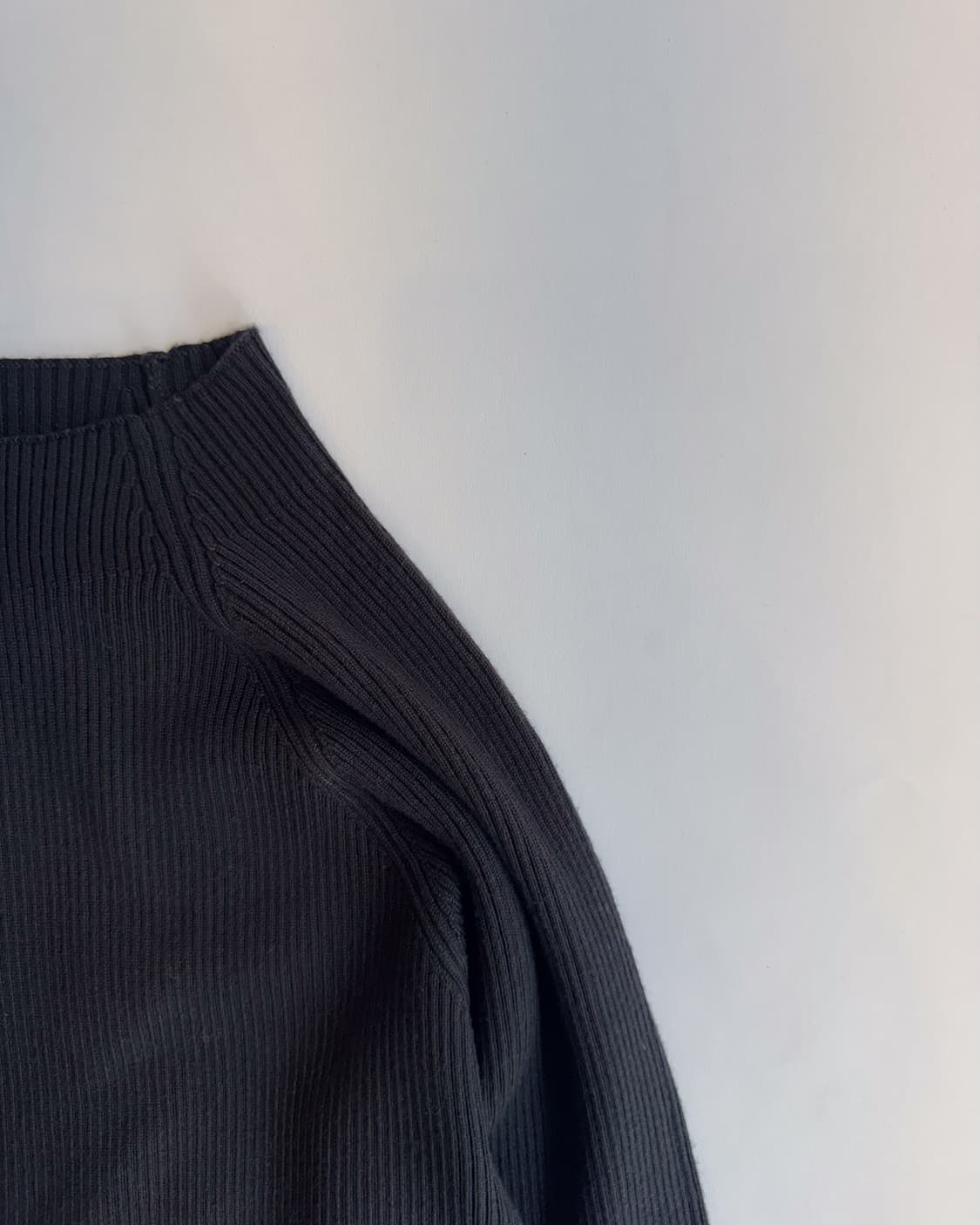 Black Ribbed Mock Neck Top  상품이미지2