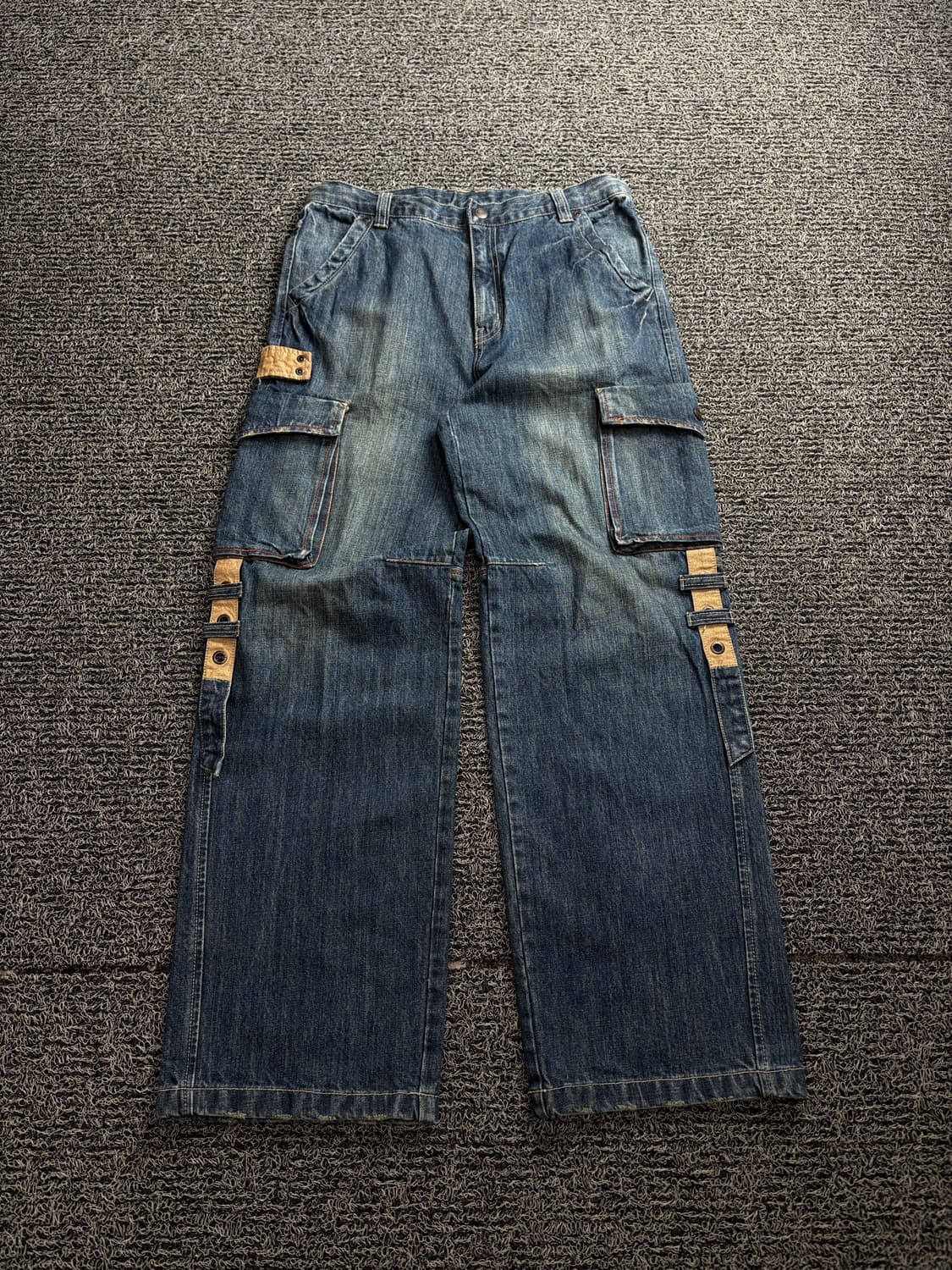 00s y2k 빈티지 퍼티그 카고 데님 팬츠 1477 상품이미지2