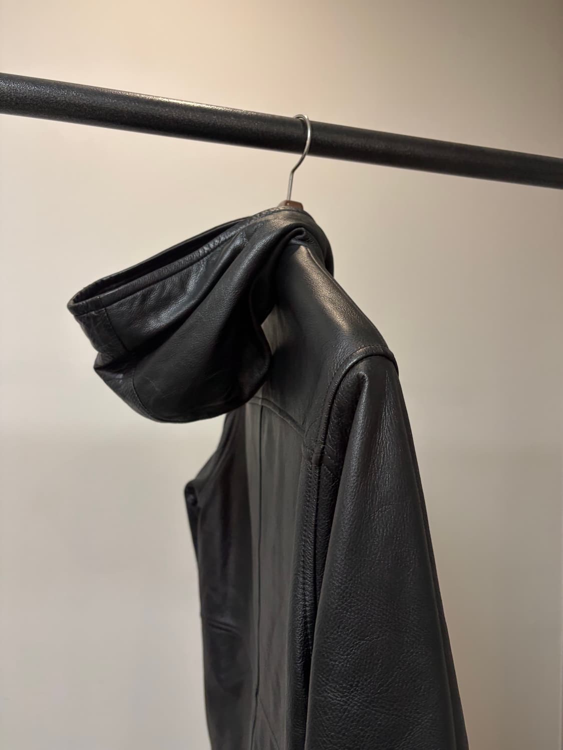 (100) NII 소가죽 후드 레더 자켓 상품이미지2