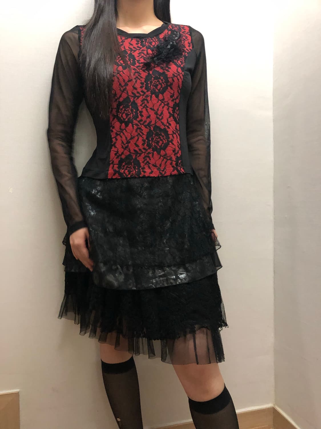 빈티지 블랙 시스루 탑 상품이미지3