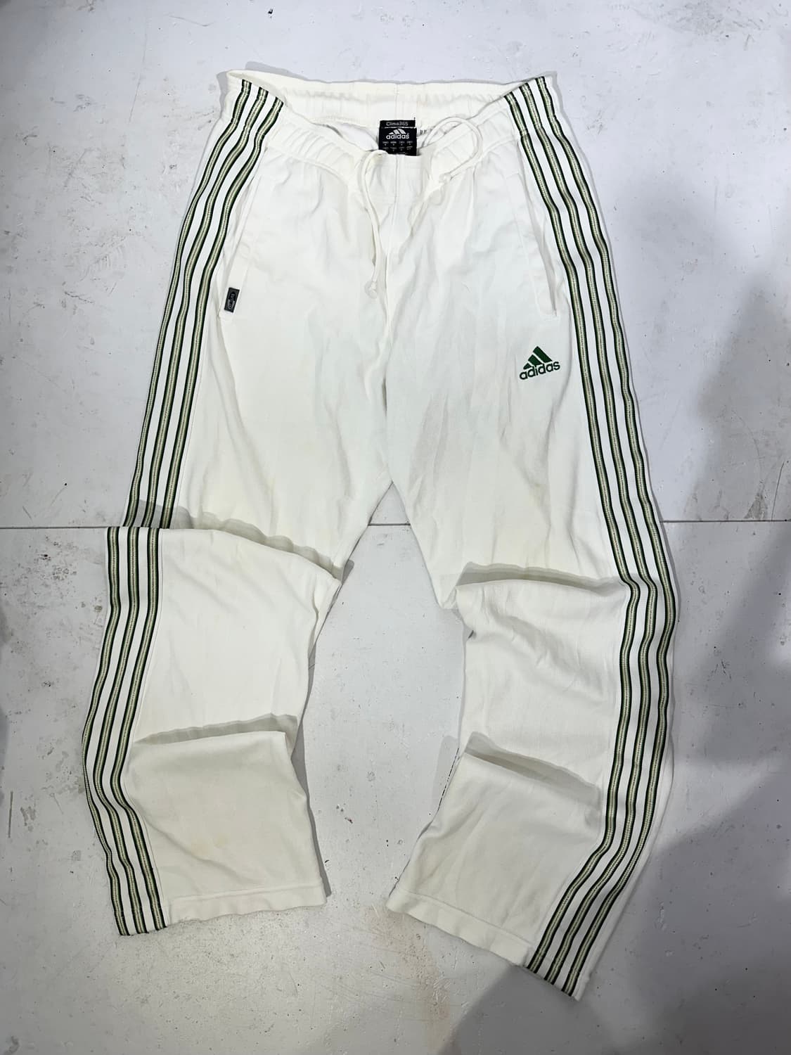 아디다스 대장급 화이트 그린 삼선 와이드 트레이닝 팬츠 M 상품이미지4