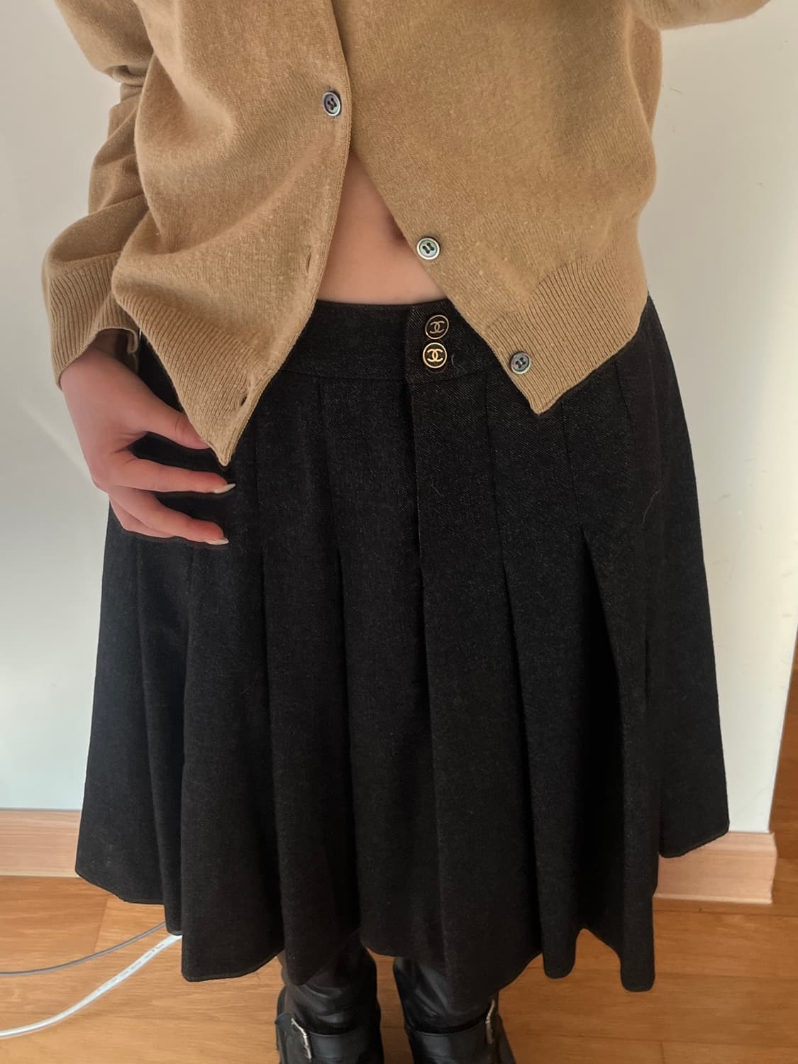 샤넬 플리츠 울 스커트 01AW 36사이즈 상품이미지1