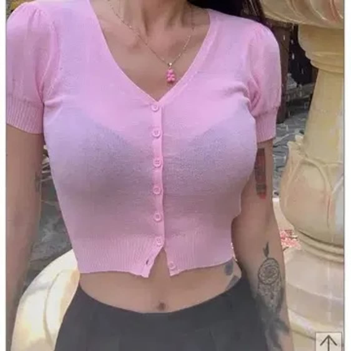 페일제이드 시스루 퍼프 가디건 핑크 상품이미지2