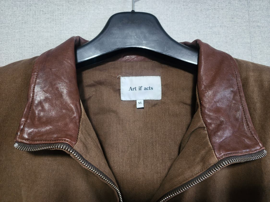 [XL] 아트이프액츠 워시드 레더 카라 자켓 토바코 상품이미지2