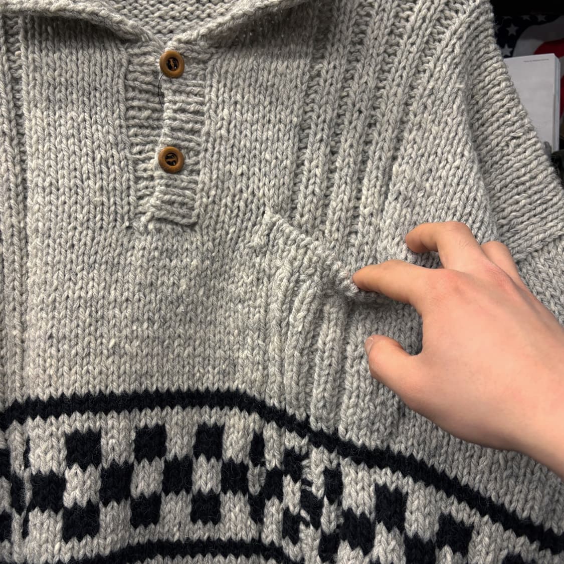 핸드메이드 체커보드 버튼카라 보카시 울 니트 스웨터 N561 상품이미지5
