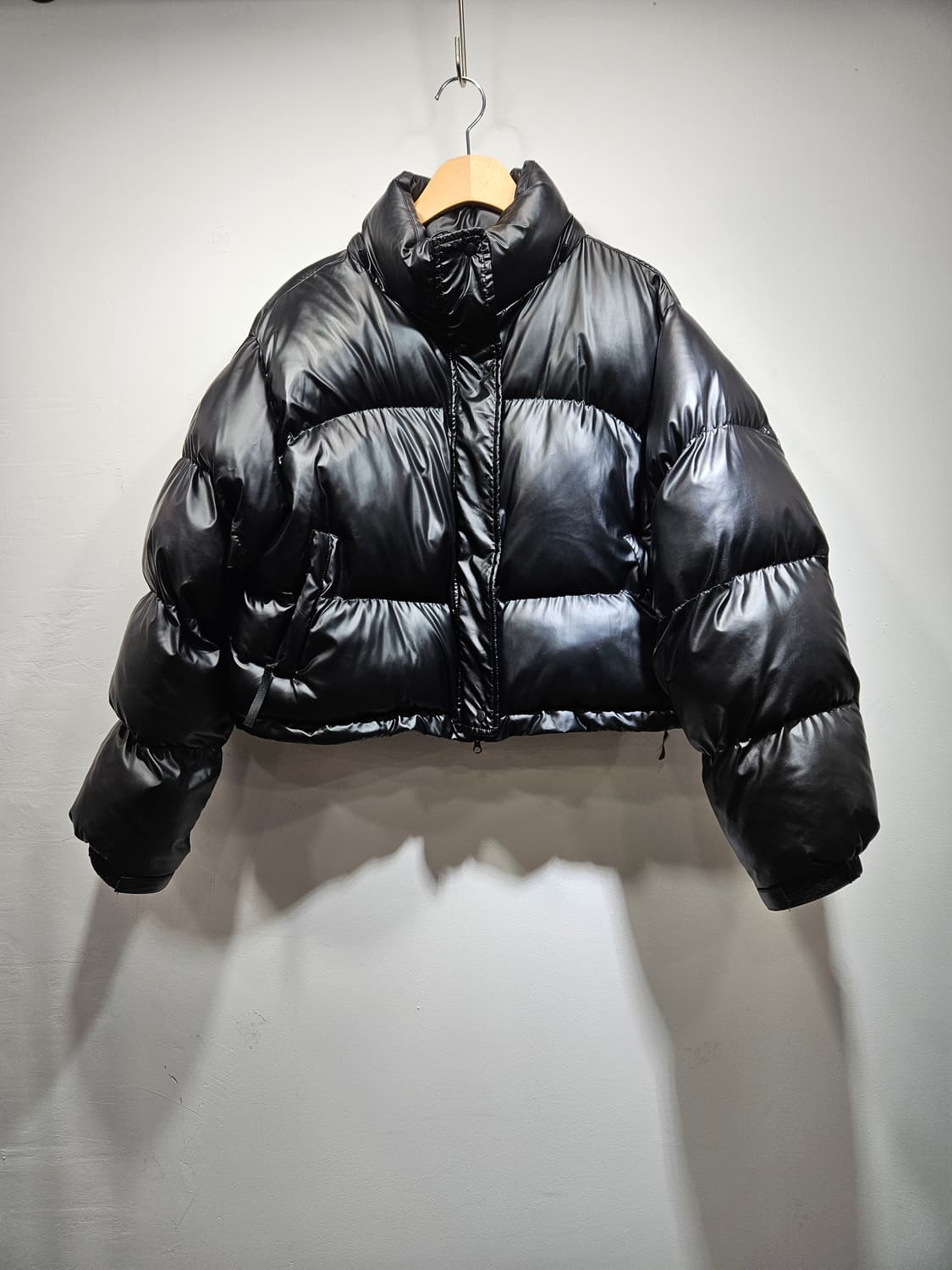 블랙 무광 크롭 숏패딩 Free (모자 없음) 상품이미지8