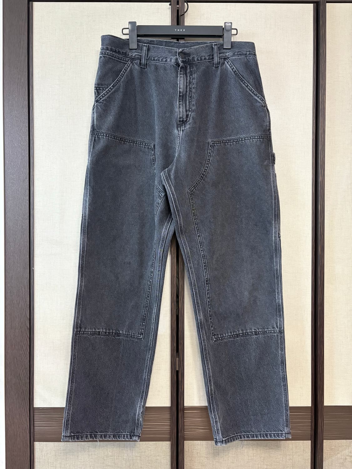 (34x32) 칼하트 wip 더블니 헤비 스톤 워시 워크팬츠(블랙) 상품이미지1