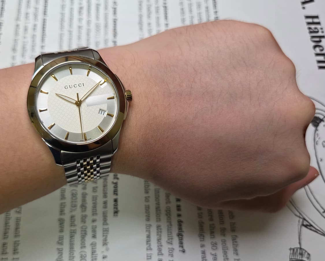 구찌 G타임리스 126.4 콤비 쿼츠 드레스워치 남성용 브레이슬릿 ver 상품이미지10