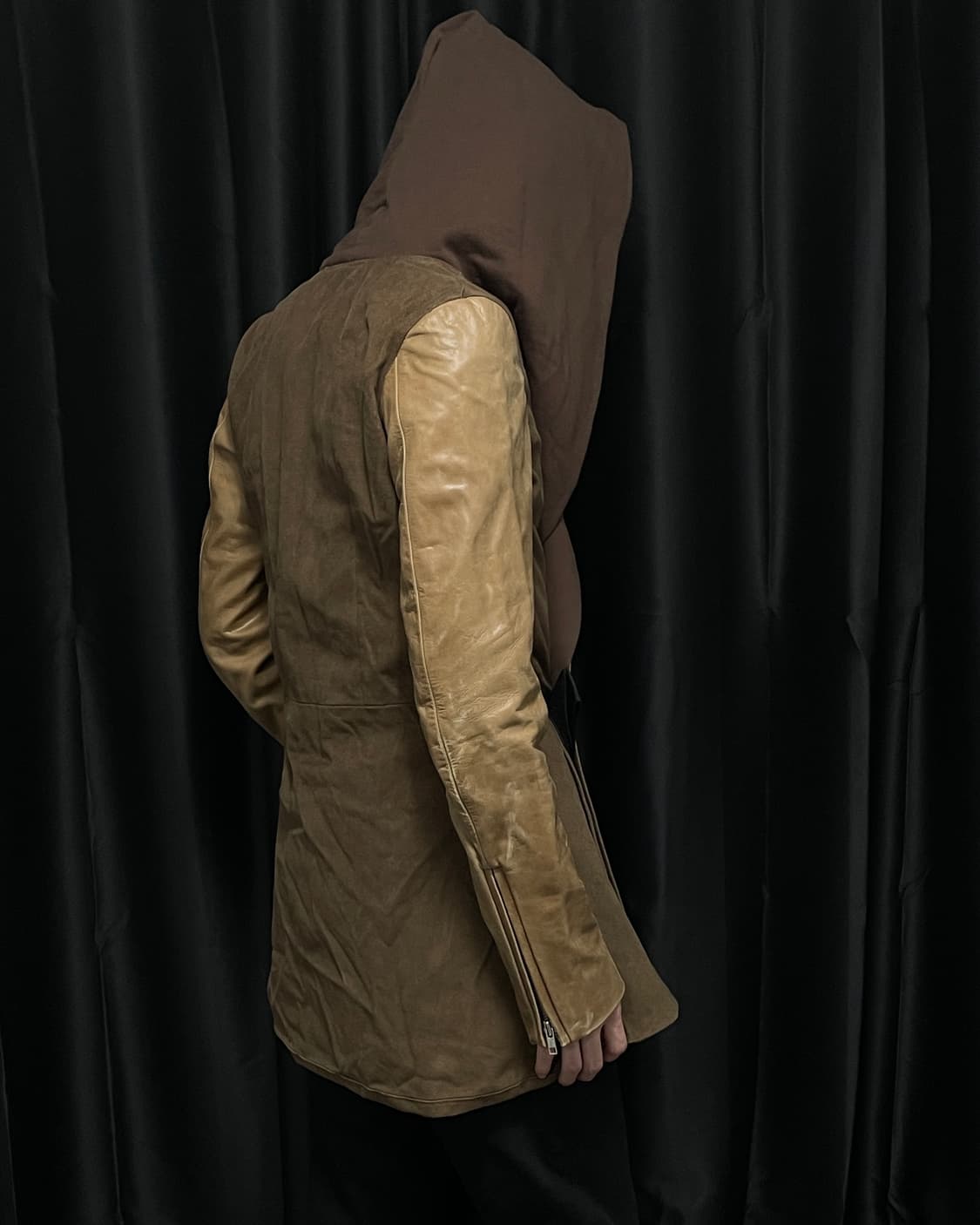 Stud homme horse leather Long Drape Hood 상품이미지3