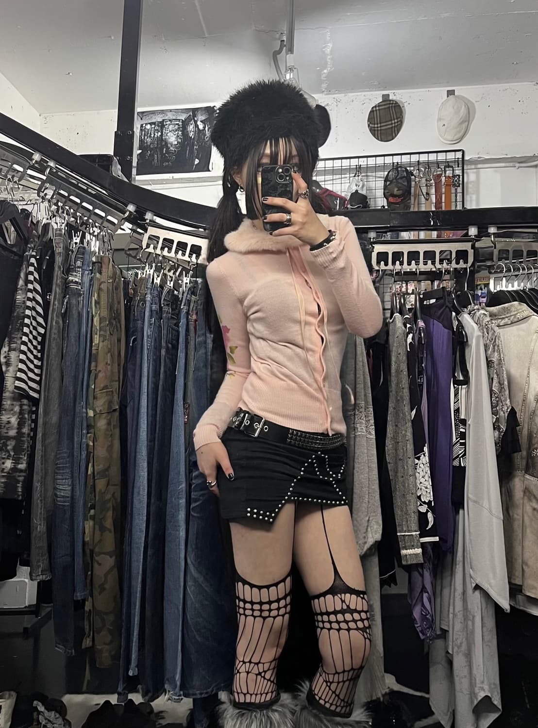 장미 프린팅 카라 퍼 가디건 상품이미지2