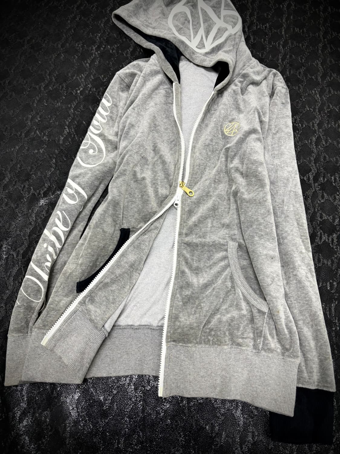 “24karats” Y2K Print Grey Velvet 2-way H 상품이미지6