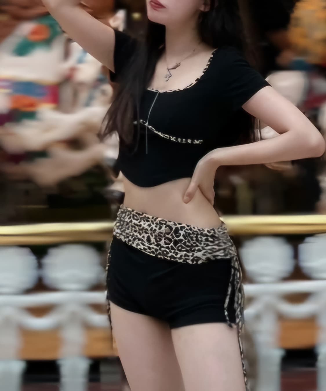 갸루 호피 레오파드 투피스 상품이미지2