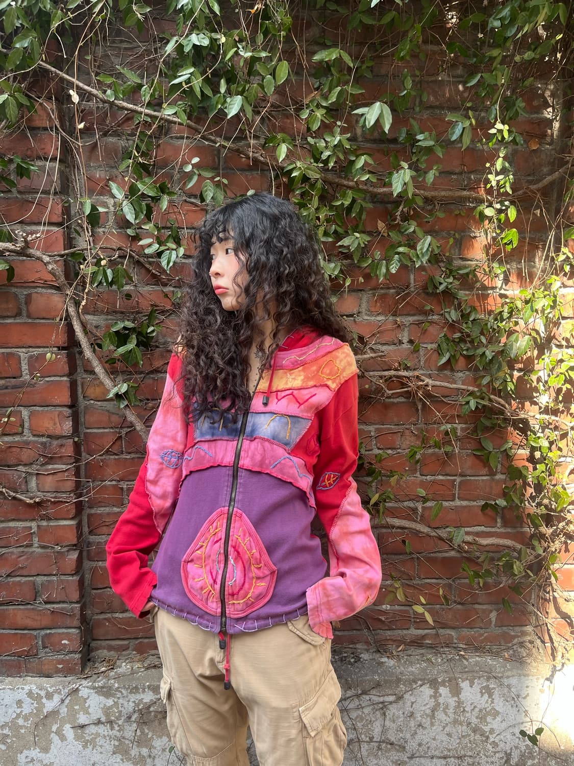 히피 에스닉 패치워크 후드 집업 상품이미지2