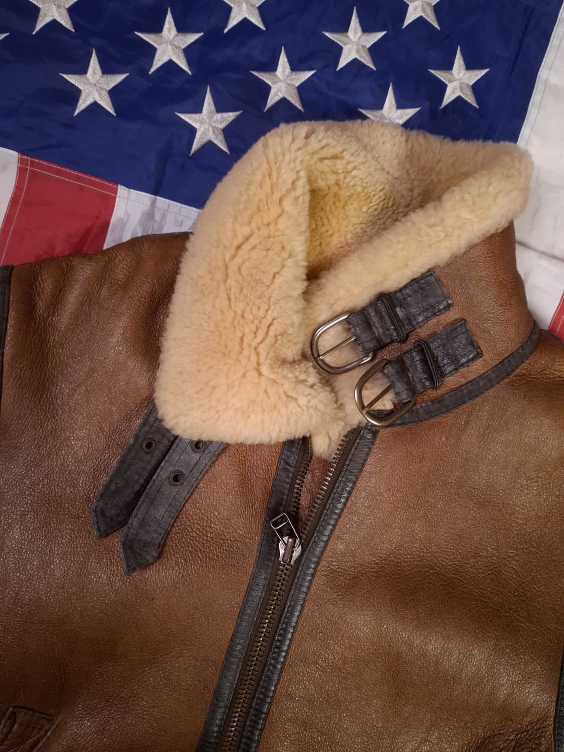 90's 일본판 미공군 B-3 TYPE 리얼레더 항공 폭격기 무스탕 상품이미지4