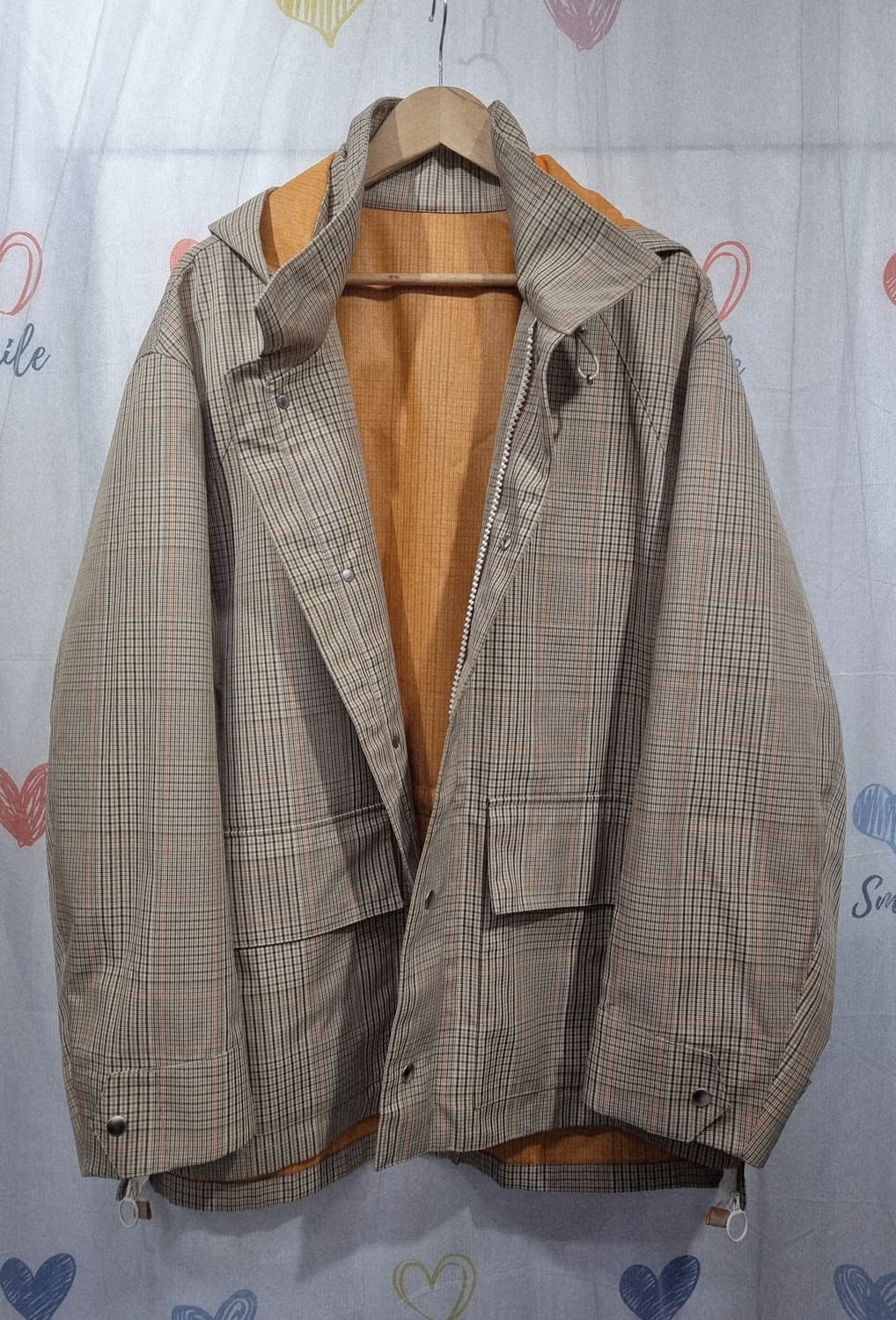 정품) 솔리드옴므 후드 체크 자켓  상품이미지3