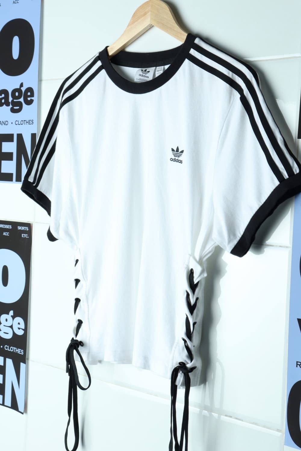 W(L-XL) 아디다스 반팔 티셔츠 불꽃 흰검 링거 셔링-H31853 상품이미지1