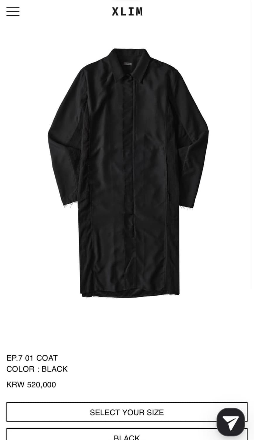 [m] xlim ep7 01 coat 블랙  판매 or 교환 상품이미지1