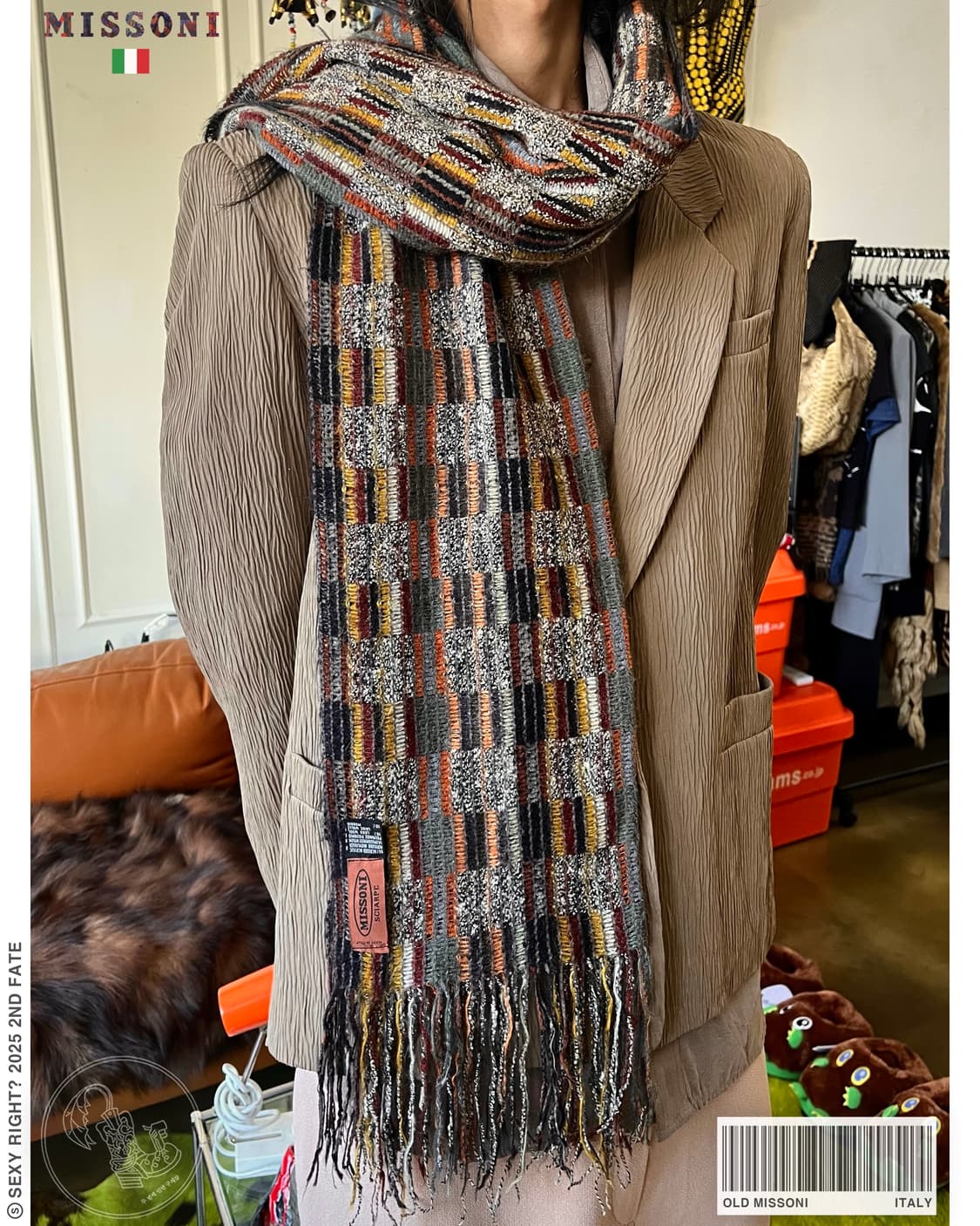 90s Old MISSONI Mohair Knit Muffler 상품이미지1