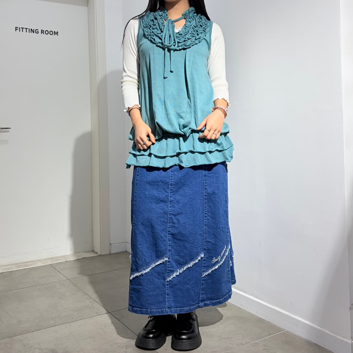 드러그스토어 모리걸 데님 스커트 상품이미지4