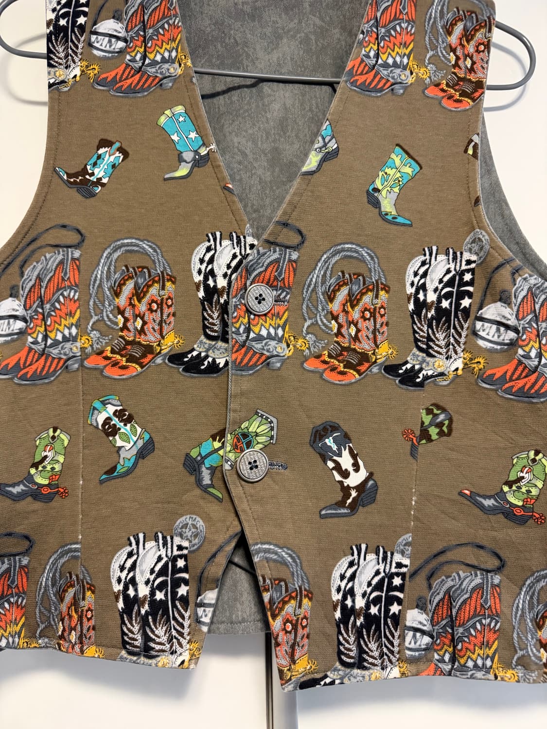 빈티지 웨스턴 부츠 패턴 베스트 리버서블 상품이미지2