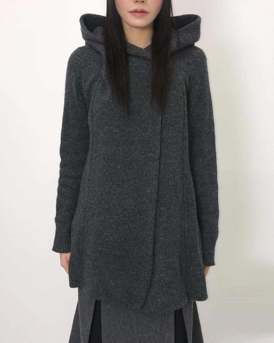 Ray Beams Dark Grey Hooded Wrap Cardigan 상품이미지1