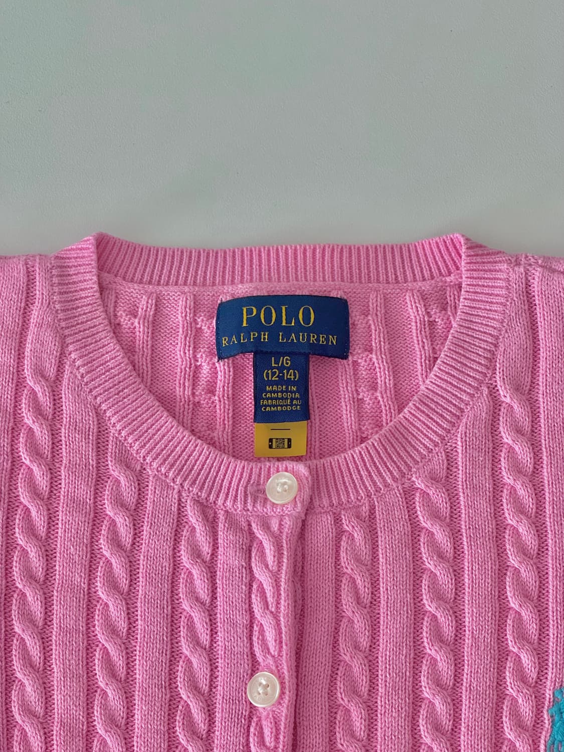 폴로 빅걸즈 미니 케이블 가디건 하버핑크 L 상품이미지2