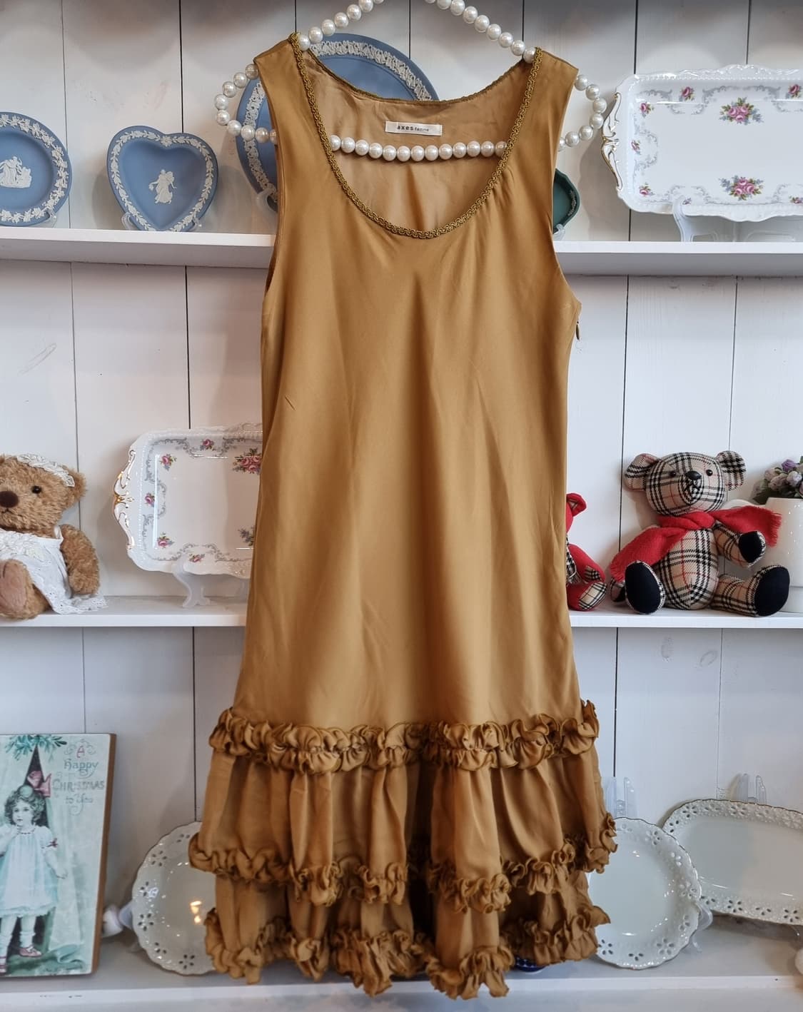 엑시즈팜 axes femme 초코카라멜 쉬폰 프릴 원피스 상품이미지1