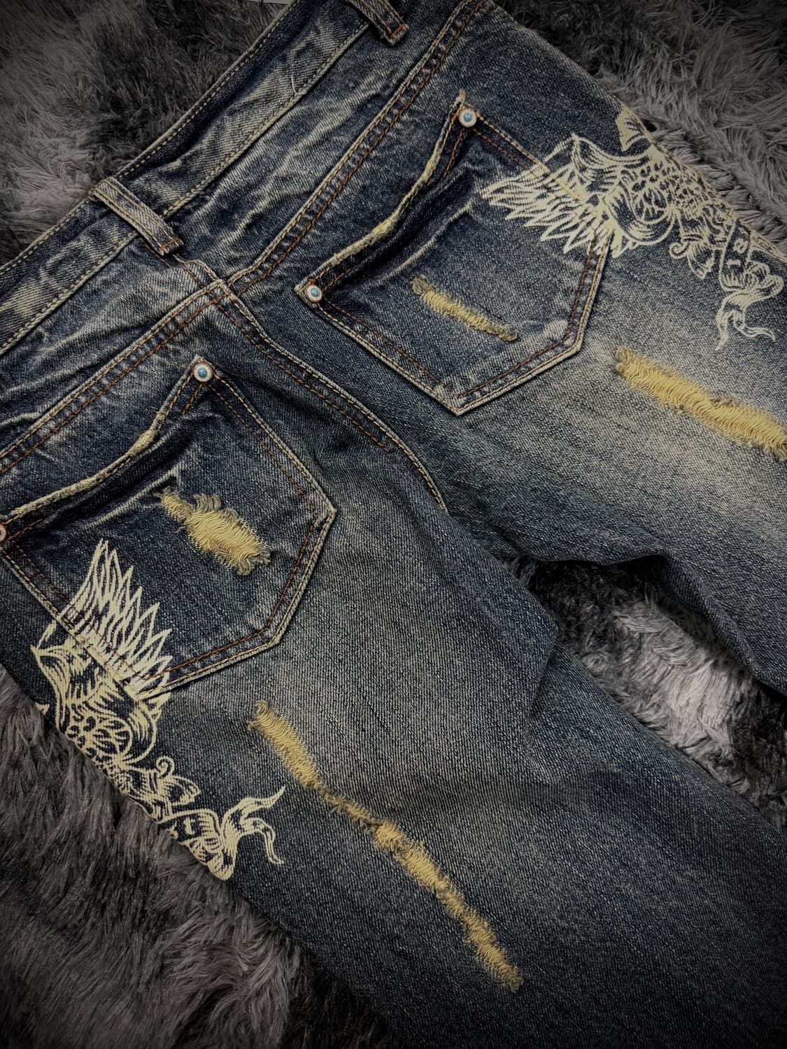 semantic design 독수리 프린팅 부츠컷 데님 팬츠 상품이미지6