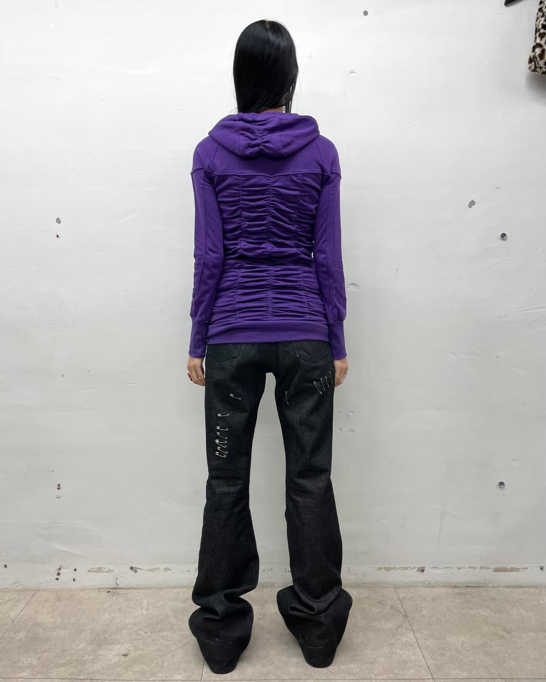Purple Shirring Point Hooded Zip-Up  상품이미지5