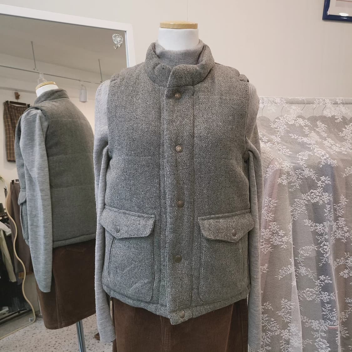 Coen 그레이 모직 패딩베스트 상품이미지8