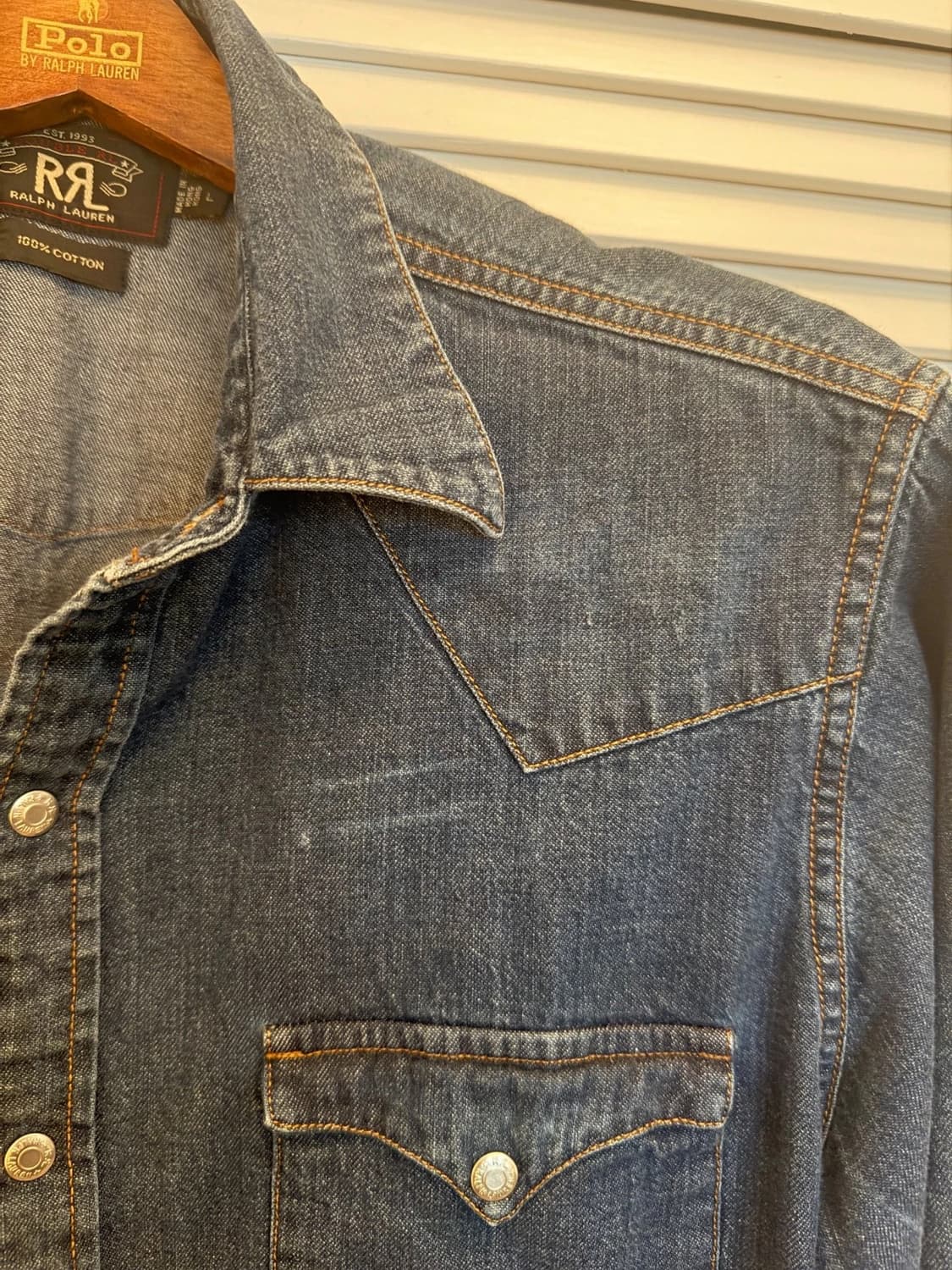 RRL 더블알엘 슬림 핏 데님 웨스턴 셔츠 상품이미지5