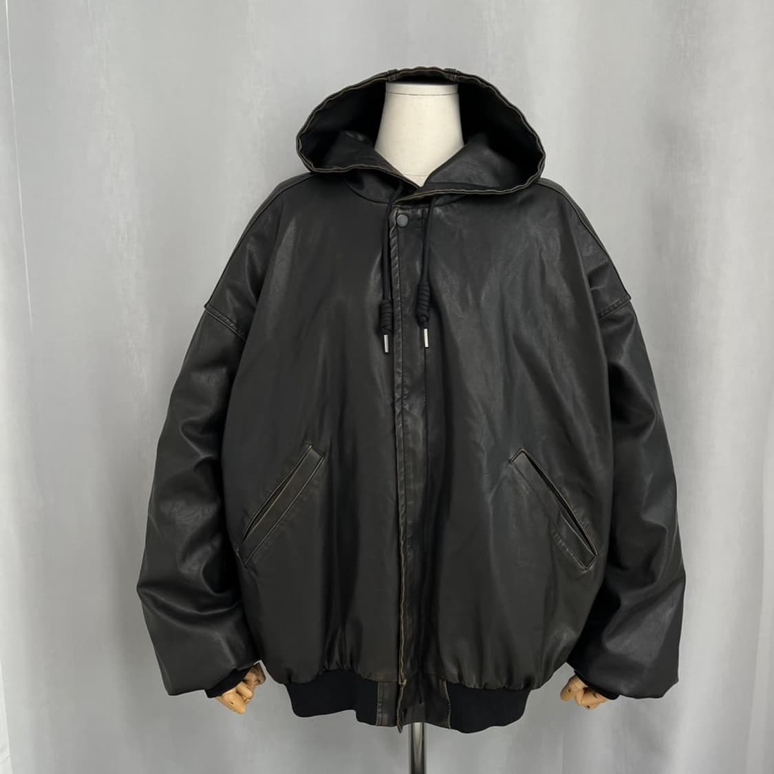 GLAMOUR 글래머 오버핏 레더 후디 자켓/#3625 상품이미지4