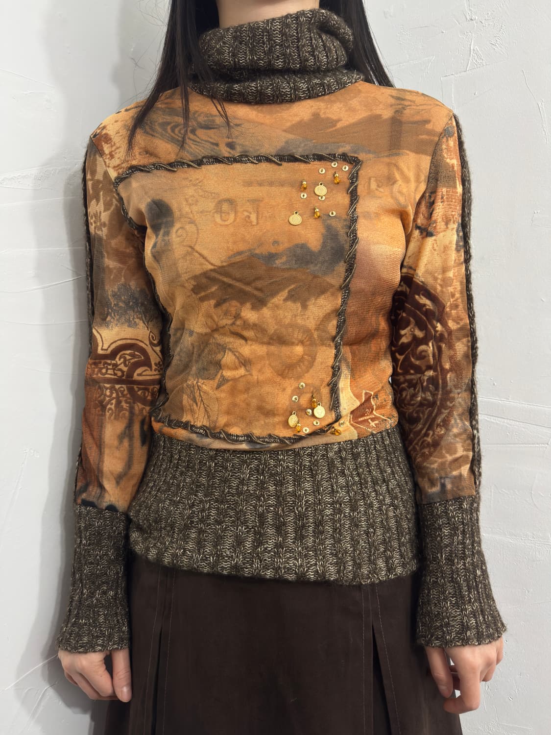 knit detail mesh top 상품이미지3