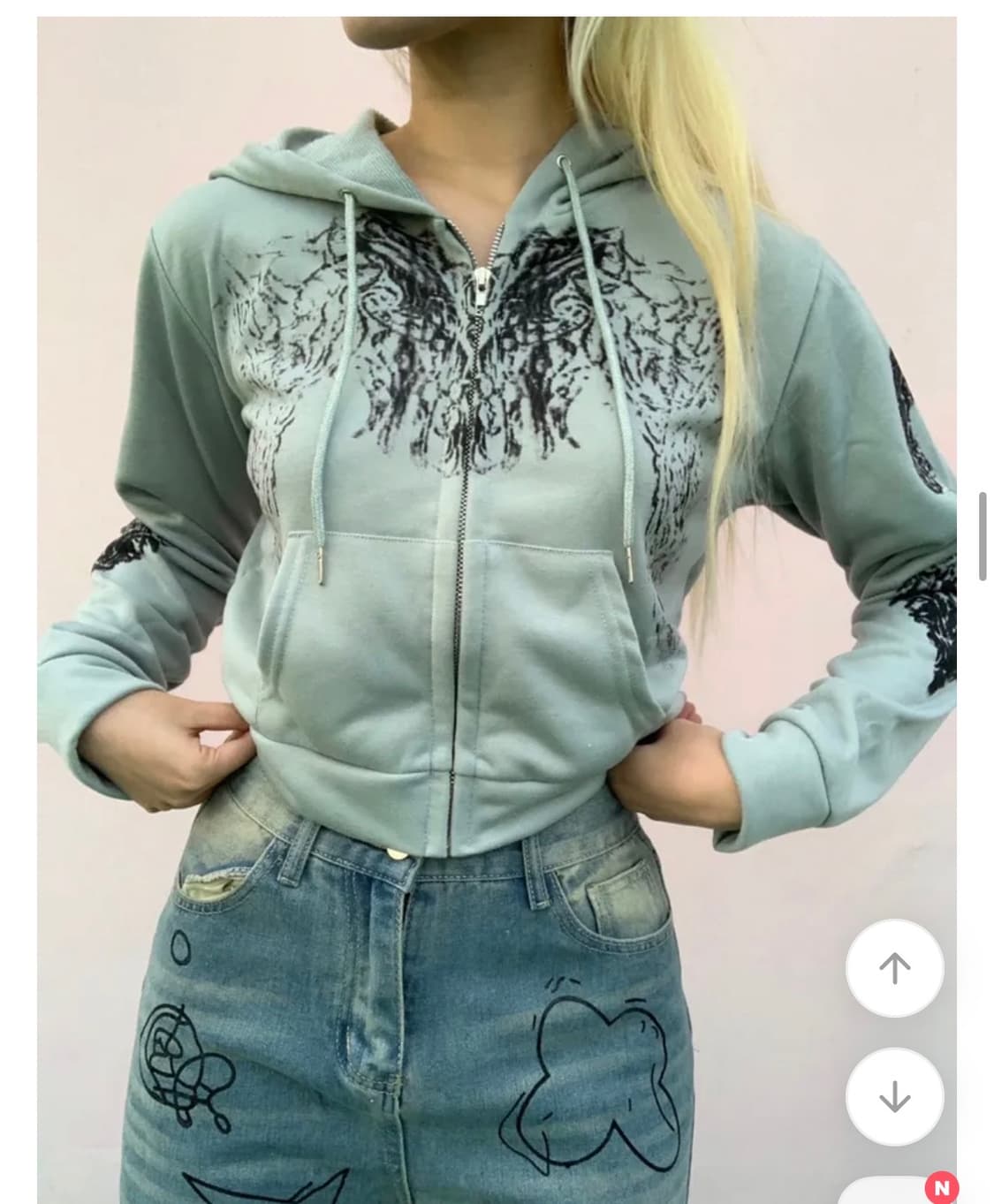 Y2K 와투케 크롭 후드집업자켓 (FREE) 상품이미지1