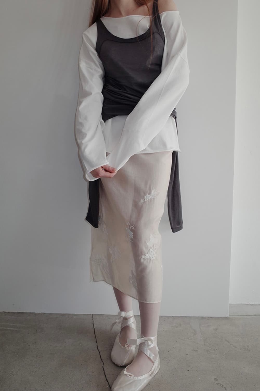 프레클 needlepoint sheer midi skirt  상품이미지2