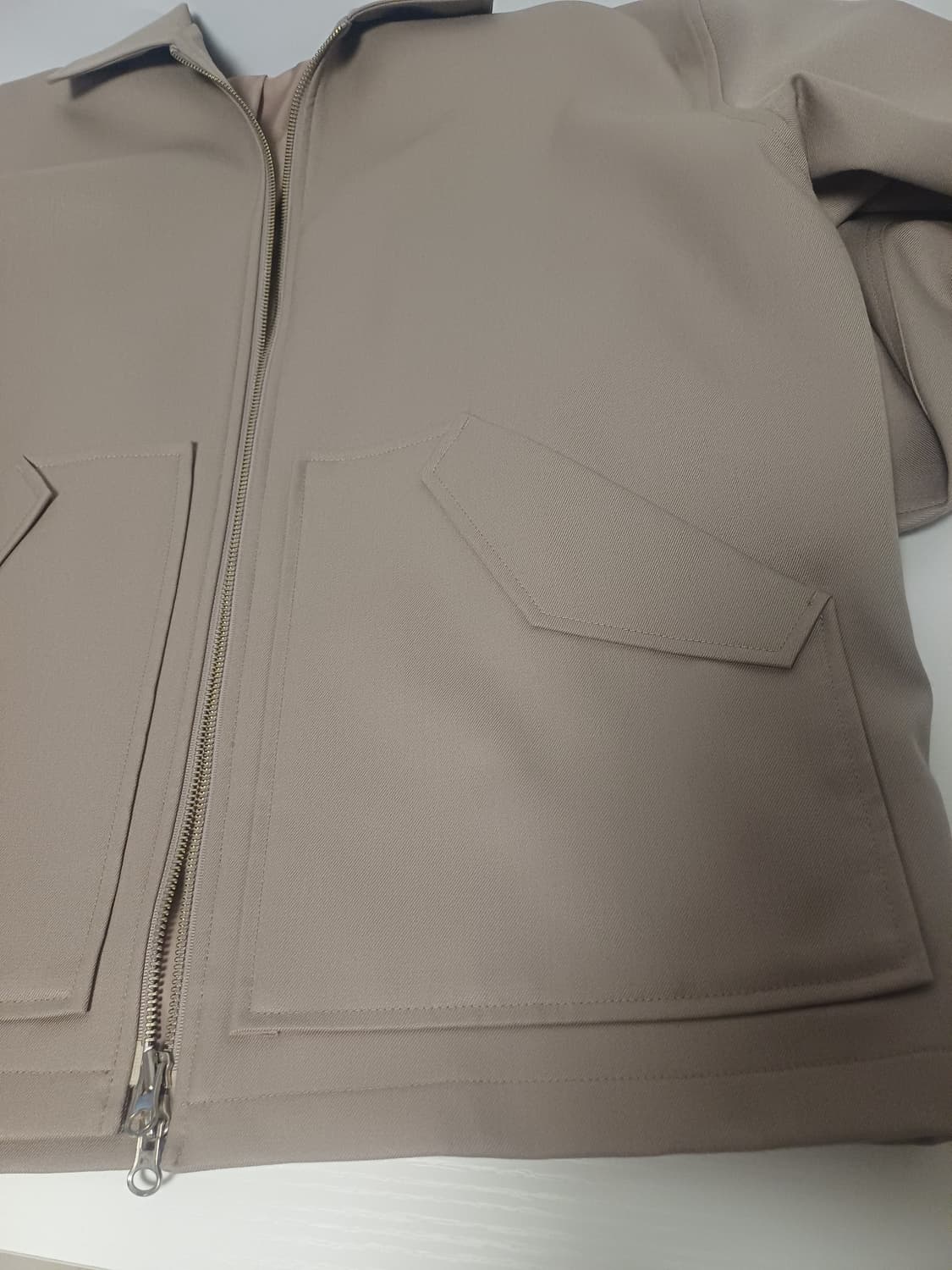 [L] 쿠어(COOR) 울 블렌드 발마칸 집업 블루종 (베이지) 상품이미지7