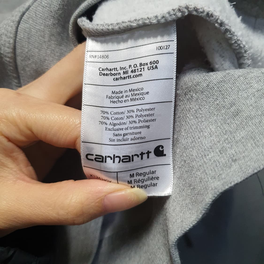 칼하트 기모 오리지널핏 맨투맨 회색  상품이미지5