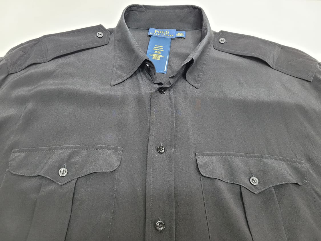 POLO 폴로랄프로렌 오버핏 실크 블라우스 셔츠 / 여 XS 블랙 상품이미지5